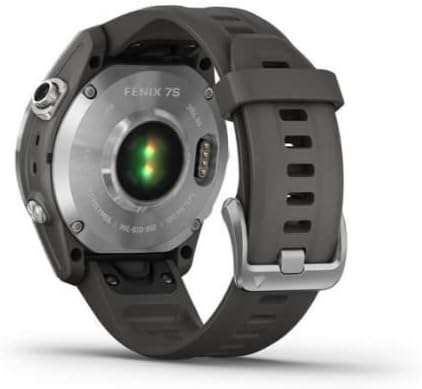 Garmin Fenix 7S, Smaller Sized Adventure smartwatch, Rugged Outdoor Watch with GPS, Touchscreen, Health and Wellness Features, Silver with Graphite Band