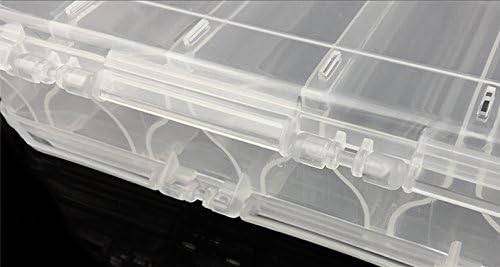 2 Sided Fishing Tackle Box: 44 Compartments Large Fishing Lure Storage Box with Dividers (White)