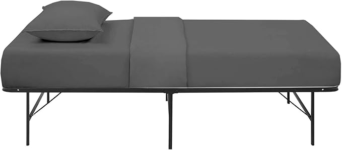 NON Sticky cotton 4 PC Cot Sheet Sets 28x75, 100 Percent Fitted Sheet- Perfect for Narrow Twin/Rv Bunk/Camping Cot/Guest Bed, Sheets Bunk Bed-Fits Upto 4-8'' Deep Mattress- Dark Grey Solid