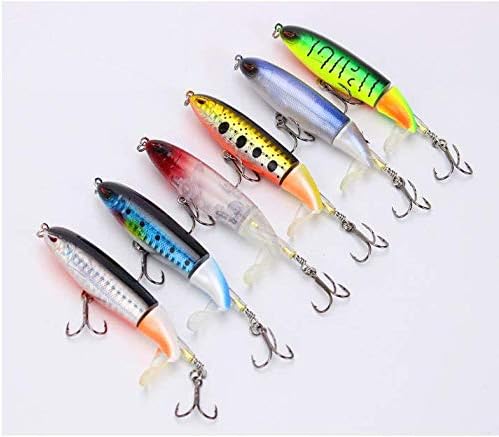 Nuguri Fishing Lures Set 6PCS Plopper Bass Lures with Floating Rotating Tail Artificial Hard Bait Swimbaits Slow Sinking Hard Lure Fishing Tackle Kits