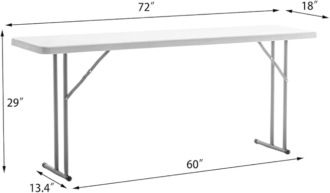 BTEXPERT 6-Foot - 72" Long White Granite Plastic Folding Seminar Training Table Portable 18" Wide Narrow, 29" High, Events Indoor Outdoor Lightweight Set of 5