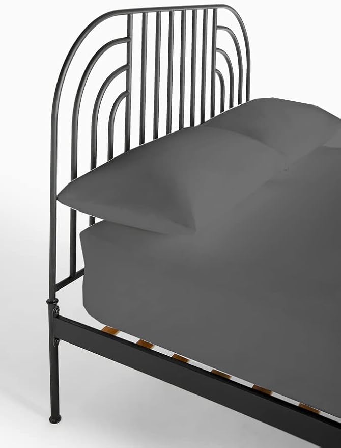 NON Sticky cotton 4 PC Cot Size Sheets 32x75,100% Fitted Cot Sheet- Perfect Narrow Twin/Rv Bunk/Camping Cot/Guest Bed Replacement,Sheets Cot Bunk Bed-Fits Upto 4-8'' Deep Mattress- Dark Grey Solid