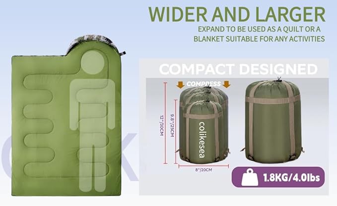 Sleeping Bags for Adults, Teens & Kids - Use for 3-4 Seasons, Warm & Cold Weather - Lightweight,Waterproof, Use for Backpacking, Hiking and Camping