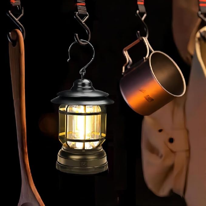 Rechargeable Lanterns for Camping,Outdoor Camping Light with USB Charging Port,Fearless of Wind and rain,Suitable for Garden,Courtyard,and Lawn use(Black)