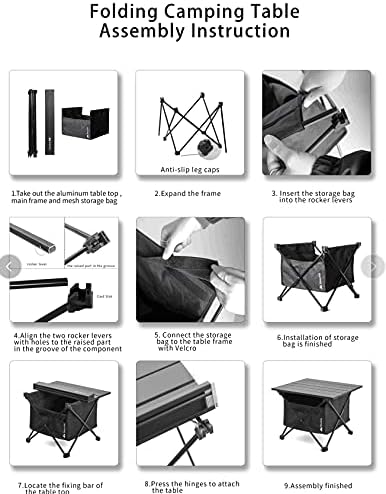 Foldable Camping Side Table, Ultralight Small Beach Aluminum, Portable Outdoor Table with Carry Bag and Storage for Picnic, Grill, Hiking, Fishing, Sand, Camping, Nature