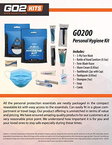 Ultimate Travel Toiletry Kit & PPE Kit, Hygiene Kit with Shaving Supplies & PPE for Travel, Business & Charity with Reusable Toothbrush, Bath Soap & Other Essential Toiletries, 5-Pack