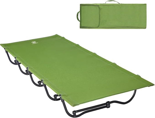 EVER ADVANCED Folding Camping Cot for Adults, Compact Sleeping Cots with Carry Bag, Portable Heavy Duty Foldable Camp Bed for Outdoor, Travel, Green