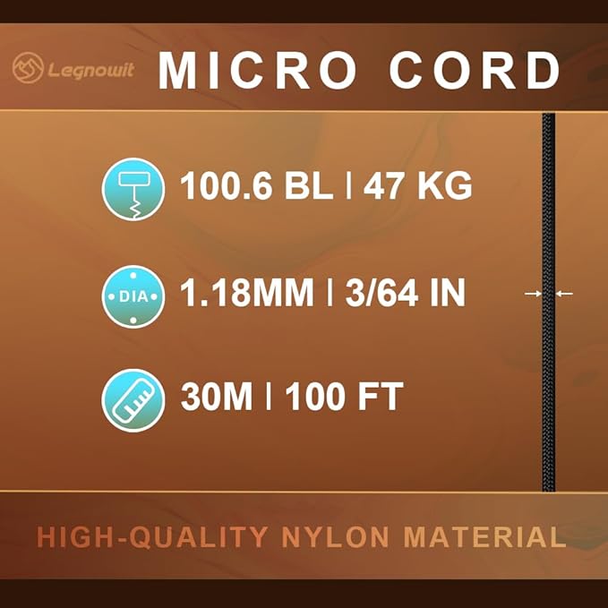 Micro Paracord, 2 Pack 1.18mm x 100ft Thin Mini Utility Braided Small Paracord for Crafting, DIY Project, Camping and More