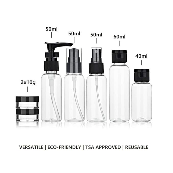 Travel Size Bottles Containers for Toiletries with Toiletry Bag Kit for Liquids, Leak-Proof & TSA Approved Carry-on for Airplane - Women/Men