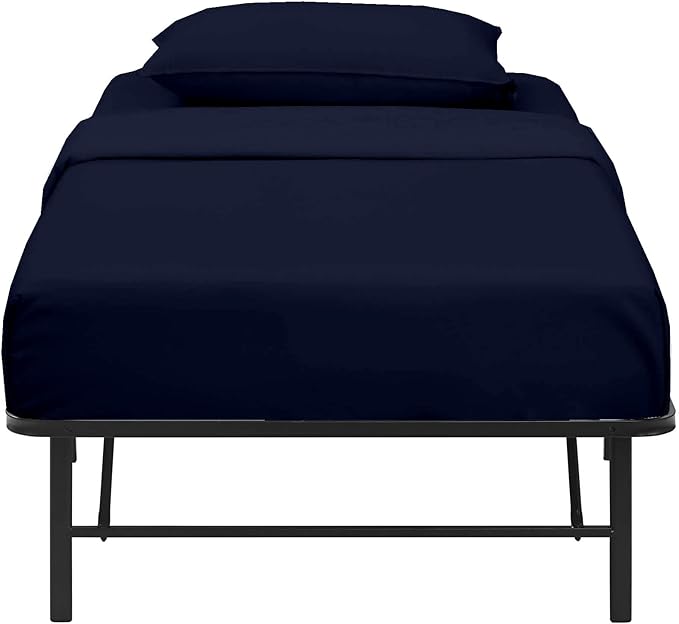 NON Sticky cotton 4 PC Cot Sheet Sets 28x75,100% Fitted Cot Sheet- Perfect Narrow Twin/Rv Bunk/Camping Cot/Guest Bed Replacement,Sheets Cot Bunk Bed-Fits Upto 4-8'' Deep Mattress- Navy Blue Solid