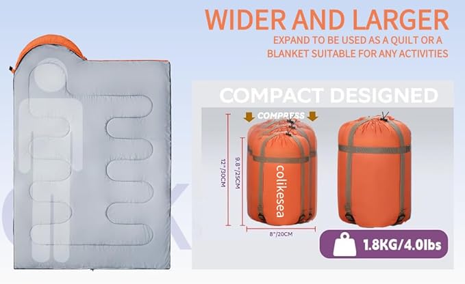 Sleeping Bags for Adults, Teens & Kids - Use for 3-4 Seasons, Warm & Cold Weather - Lightweight,Waterproof, Use for Backpacking, Hiking and Camping