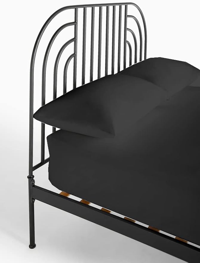 4 PC Cot Sheet Set 33x75, 100% Cotton Fitted Cot Sheet- Perfect for Narrow Twin/Rv Bunk/Camping Cot/Guest Bed Replacement, Sheets for Cot Bunk Bed-Fits Upto 4-8" Deep Mattress- Charcoal Solid