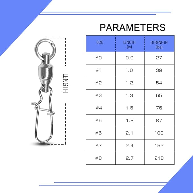 Atibin High Strength Fishing Swivels Tackle Stainless Connector Fishing Snaps Swivel Steel Lock Snap Swivels Saltwater Line Lure Connector
