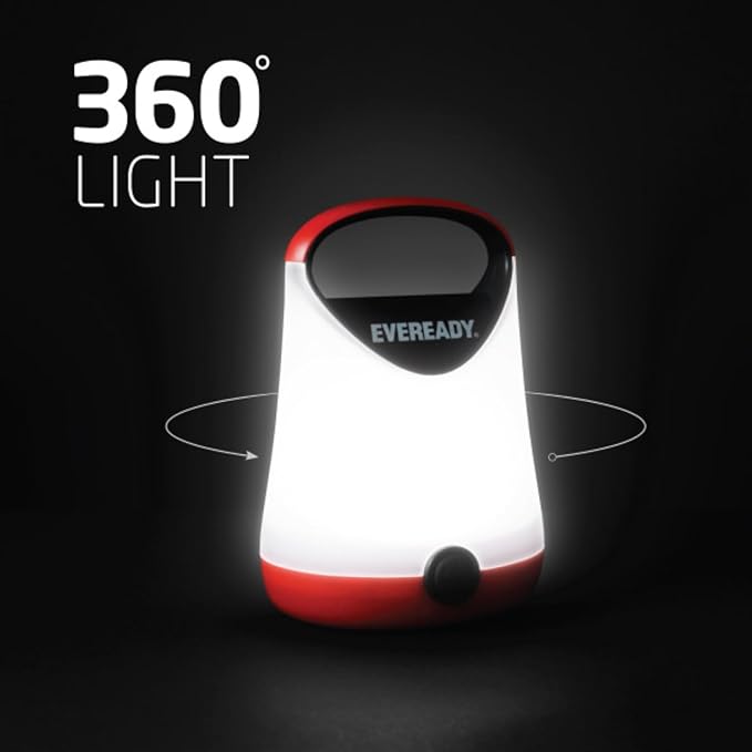 Eveready LED Camping Lantern, Bright Battery Powered Lantern, Water Resistant Hurricane Supplies, 100 Hour Run-time, Pack of 1