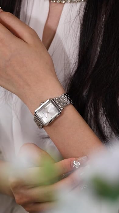 Roberto Marino RM1982 Women’s Luxury Watch Rectangular Gold – Japanese Quartz Movement, Vintage Stainless Steel Design, Silver Dial, Elegant Dress Timepiece, 3ATM Water Resistant – Reloj para Mujer