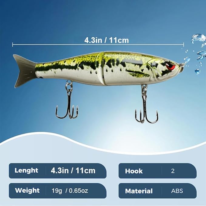Glide Baits Jointed Swimbait Fishing Lures for Bass Pike Trout Walleye Crappie Bluegill Salmon Fishing Gear Gifts for Family