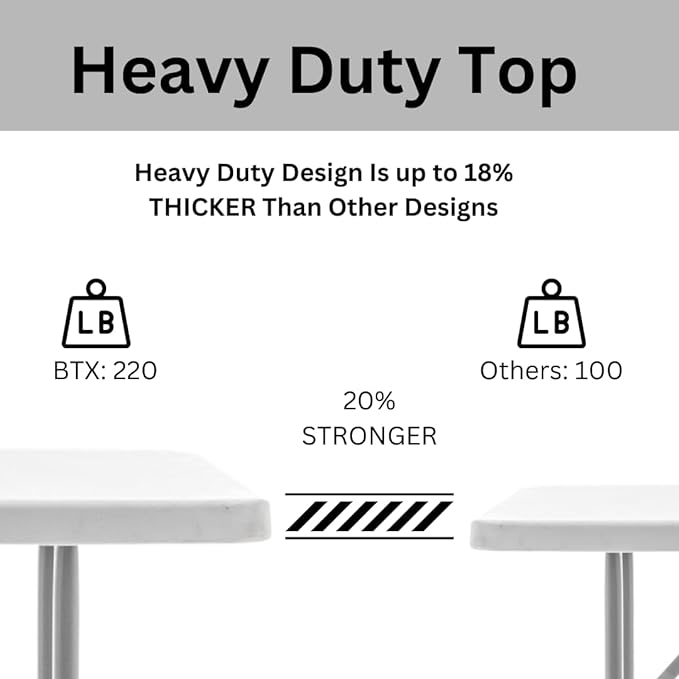 BTEXPERT 6-Foot - 72" Long White Granite Plastic Folding Seminar Training Table Portable 18" Wide Narrow, 29" High, Events Indoor Outdoor Lightweight