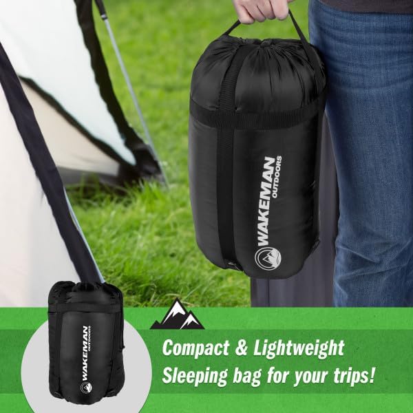 Sleeping Bag - 3 Season Warm and Cool Weather Sleeping Bags for Adults, Teens, and Kids - Lightweight Compact Spring Summer Fall Camping Essentials by Wakeman (Pink)