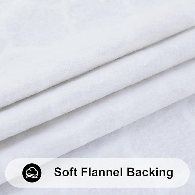 Smiry Rectangle Picnic Table Cover, Waterproof Elastic Fitted Camping Tablecloths for 5 Foot Tables, Wipeable Flannel Backed Vinyl Tablecloth Protector for Indoor, Outdoor (White, 36x60 Inches)