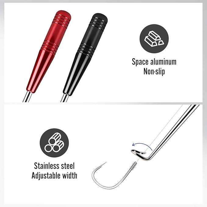 Fish Hook Remover Tool & Fishing Pliers Kit – 2 Stainless Steel Hook Removers + 1 Split Ring Pliers, Quick & Safe Use, Non-Slip Handle, Magnetic Tip, Salt & Freshwater Fishing, Men’s Gift