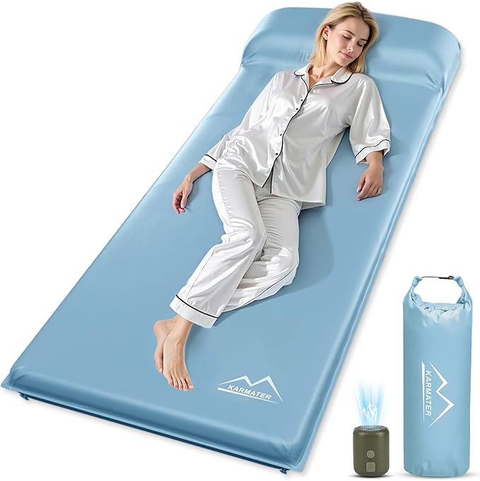 Self Inflatable Sleeping Pad, 3.1" Ultra-Thick Memory Foam Camping Pad,Fast Inflate & Deflate with Air Pump,Insulated Camping Mattress Pad for Travel, Camping, Backpacking and Hiking, All Season Use