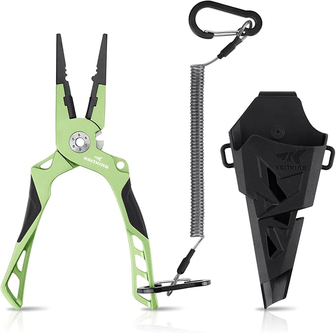 KastKing Gila 7.5-inch Fishing Pliers with Scissor Line Cutters, Aircraft Grade Aluminum Fishing Gear, Saltwater Resistant Fishing Tools, Non-Slip Rubber Handle