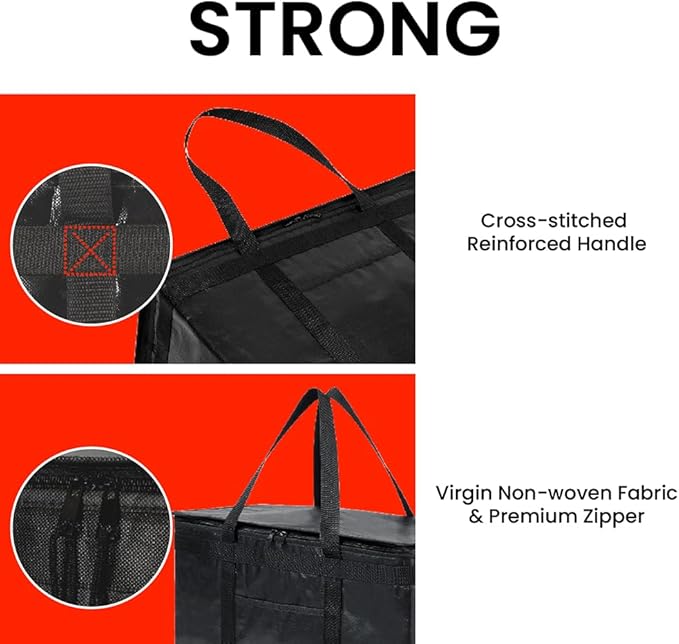 NZ home Durable XXL PRO Insulated Cooler Bag and Food Warmer for Delivery & Grocery Shopping with Zippered Top, Gray Commercial Grade (1 Pack)