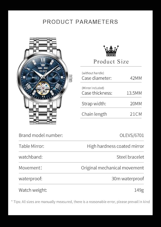 OLEVS Mens Automatic Watches Gold Luxury Diamond Dress Self Winding Mechanical Skeleton Tourbillon Stainless Steel Wrist Watch