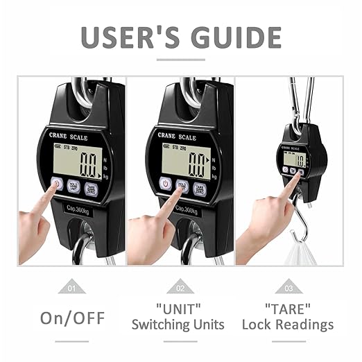 Digital Hanging Crane Scale 660LB/300KG, Deer Hunting Scales, Farm,Fishing, Fish, Meat,Game,Luggage Scale with Hold/Tare