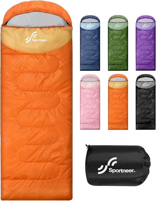 Sportneer Sleeping Bags for Adults, Warm & Cold Weather Sleeping Bag for Adults Kids Boys Girls - Lightweight Compact Camping Gear Equipment, Traveling, Backpacking, Hiking