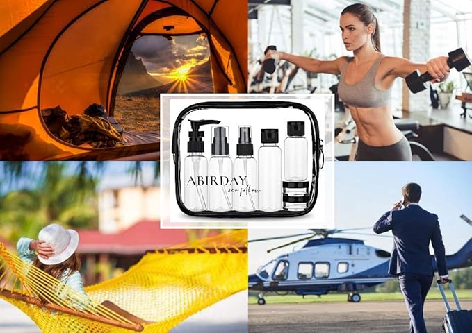 Travel Size Bottles Containers for Toiletries with Toiletry Bag Kit for Liquids, Leak-Proof & TSA Approved Carry-on for Airplane - Women/Men