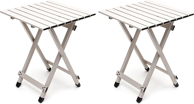 SUNNYFEEL Folding Camping Table - Lightweight Aluminum Portable Picnic Table, 18.5L x 18.5W x 24.5H Inch for Cooking, Beach, Hiking, Travel, Fishing, BBQ, Indoor Outdoor Small Foldable Camp Tables