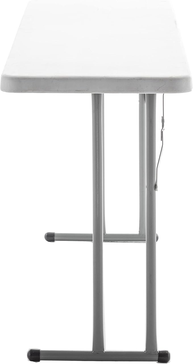 BTEXPERT 6-Foot - 72" Long White Granite Plastic Folding Seminar Training Table Portable 18" Wide Narrow, 29" High, Events Indoor Outdoor Lightweight