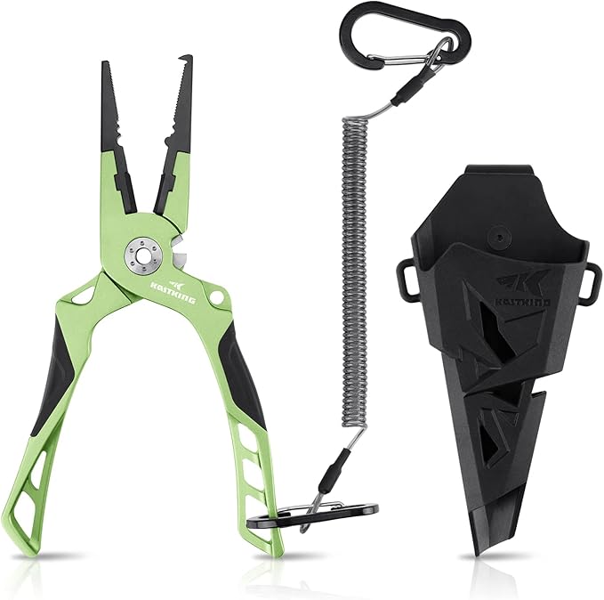 KastKing Gila 7.5-inch Fishing Pliers with Scissor Line Cutters, Aircraft Grade Aluminum Fishing Gear, Saltwater Resistant Fishing Tools, Non-Slip Rubber Handle