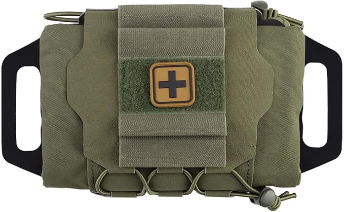 SABADO Rapid Deploy IFAK Pouch First Aid Kits Pack Tactical Two-piece System Medical Supply Holder Roll Carrier Hypalon Handle Outdoor Sport Hunting Bag Laminated Matting Fabric