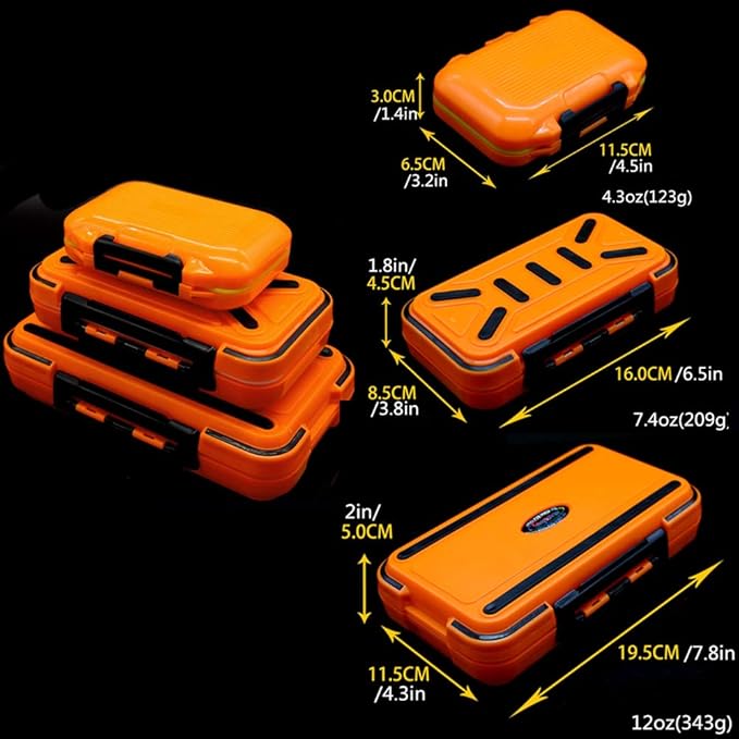 Waterproof Fishing Lure Box Spoon Hooks Baits Storage Tackle Box Containers for Casting Fishing Fly Fishing,Large/Medium/Small Lure Case Available (Orange-Medium)