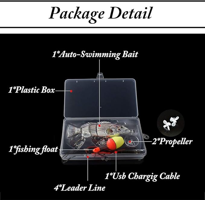 Robotic Swimming Lure,ODS Electric Fishing Lure 4 Segment Jointed Swimbait USB Rechargeable Robotic Lure for Bass Trout Pike