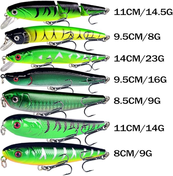 LINGYUE Bass Fishing Lures Kit Set Topwater Hard Baits Minnow Crankbait Pencil VIB Swimbait for Bass Pike Fit Saltwater and Freshwater
