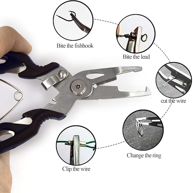 Pack of 201pcs Fishing Stainless Steel Split Rings 5 Sizes and Plier Set, Split Ring Capable of withstanding Large tensile Force and Fishing Plier Tool Kit for Saltwater Fishing Lure Connectors…