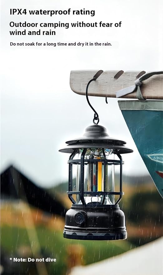 Rechargeable Camping Lantern,Outdoor Camping Light with USB Charging Port,Fearless of Wind and rain,Suitable for Garden,Courtyard,and Lawn Use(White)