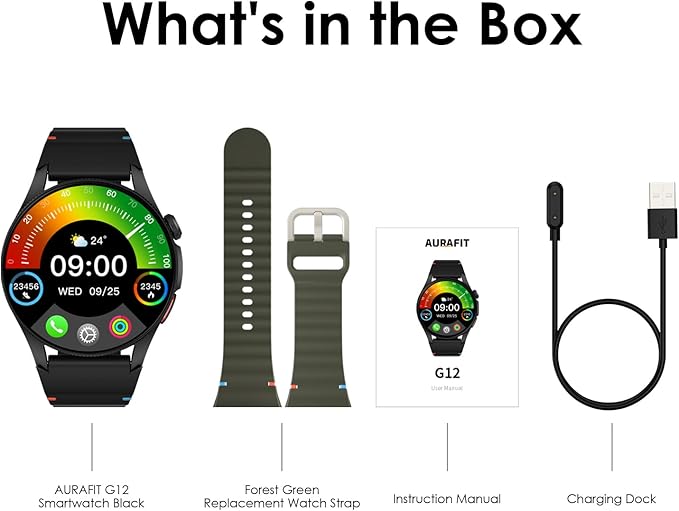G12 Fitness Smartwatch with GPS, 2 Watch Bands, 1.43 AMOLED Screen, 3ATM 30M Waterproof, 450mAh Large Battery, Answer/Make Call, 24/7 Sleep Tracking, Compatible for Android iOS