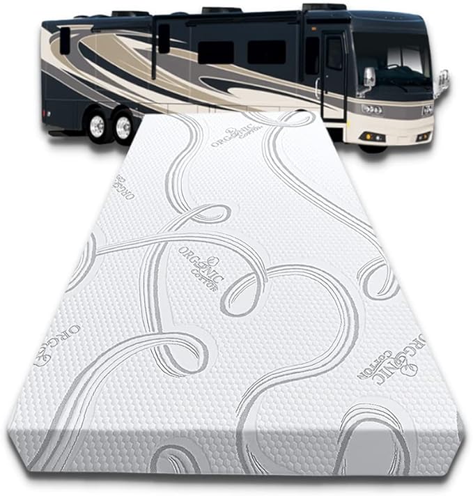 FoamRush 6-Inch Bunk (32" x 75") Mattress Gel Memory Foam RV Mattress Replacement with Cotton Cover, Medium Firm, Comfort, Pressure Relief, Made in USA, Travel Camper Trailer Truck