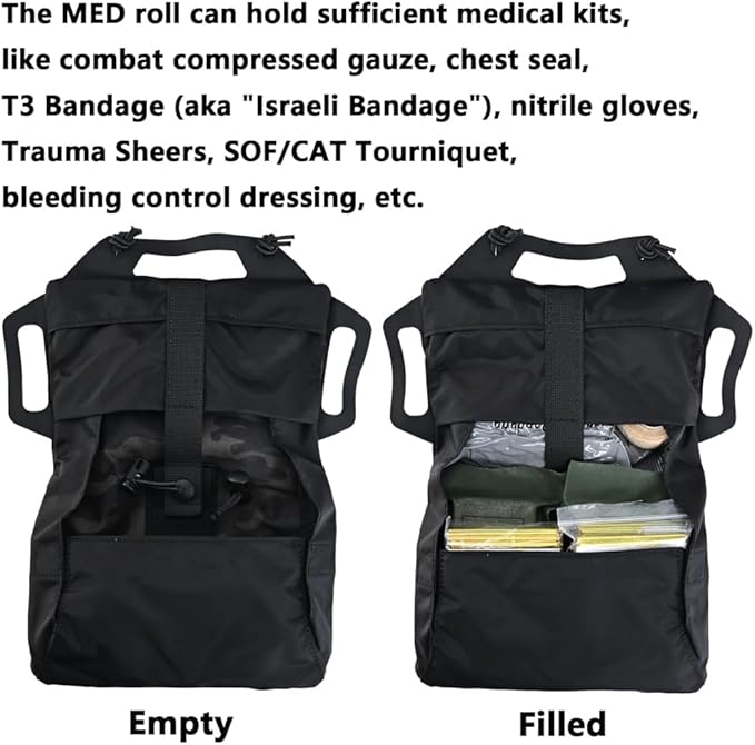 SABADO Rapid Deploy IFAK Pouch First Aid Kits Pack Tactical Two-piece System Medical Supply Holder Roll Carrier Hypalon Handle Outdoor Sport Hunting Bag Laminated Matting Fabric
