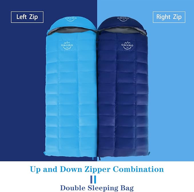 -10°F 0°F 10°F 15°F Down Sleeping Bag for Adults,800/650 Fill Power,Ultralight Wearable 4 Season Cold Weather Rectangle Sleeping Bag for Camping Hiking,Can be Used as a Down Blanket or Cloak