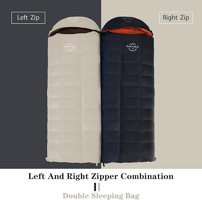 -10°F 0°F 10°F 15°F Down Sleeping Bag for Adults,800/650 Fill Power,Ultralight Wearable 4 Season Cold Weather Rectangle Sleeping Bag for Camping Hiking,Can be Used as a Down Blanket or Cloak