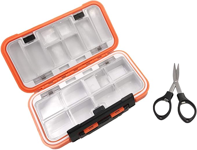 Waterproof Fishing Lure Box Spoon Hooks Baits Storage Tackle Box Containers for Casting Fishing Fly Fishing,Large/Medium/Small Lure Case Available (Orange-Medium)