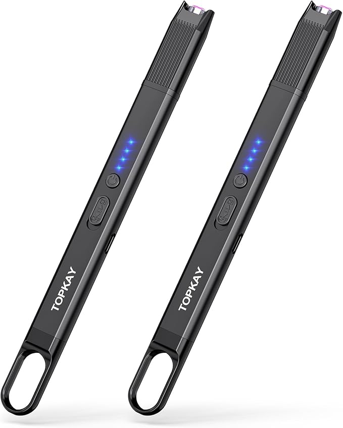 2 Pack Electric Candle Lighter Windproof Flameless USB Rechargeable Plasma Arc Long Lighter for BBQ Grill Firework Kitchen Camping.