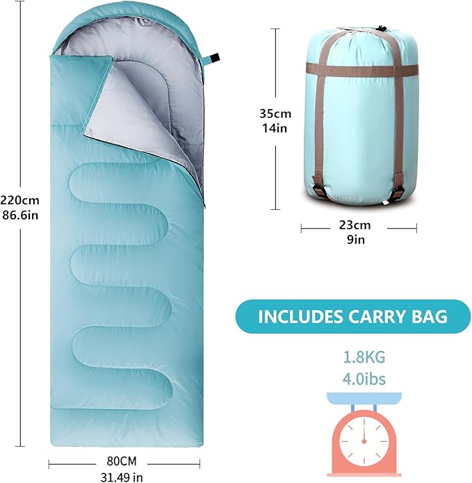 Sleeping Bags for Adults, Teens & Kids - Use for 3-4 Seasons, Warm & Cold Weather - Lightweight,Waterproof, Use for Backpacking, Hiking and Camping