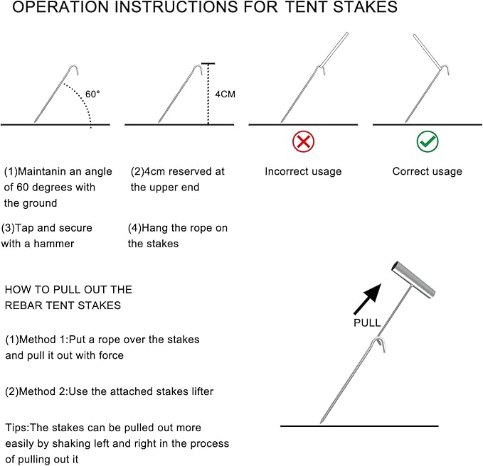 AAGUT Tent Stakes, Tent Stake Metal Garden Edging Fence Hooks Yard Camping Stake Heavy Duty Galvanized 9 Inch (9 Inch Tent Stakes KIT, 25)