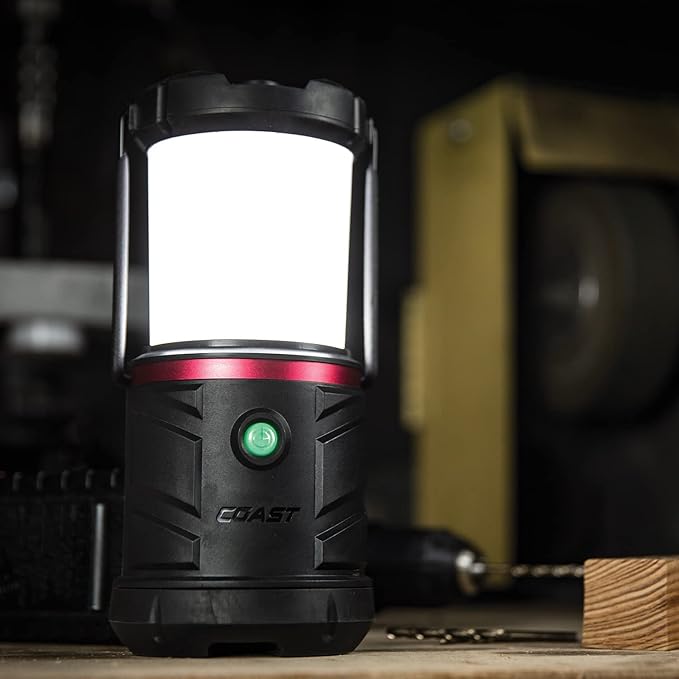 COAST EAL22 1250 Lumen Dual Color LED Emergency Light, Storm Proof, Power Bank, Durable for Outdoor & Survival - Compatible with 3 x D Batteries or ZX1010 Rechargeable Battery, Black